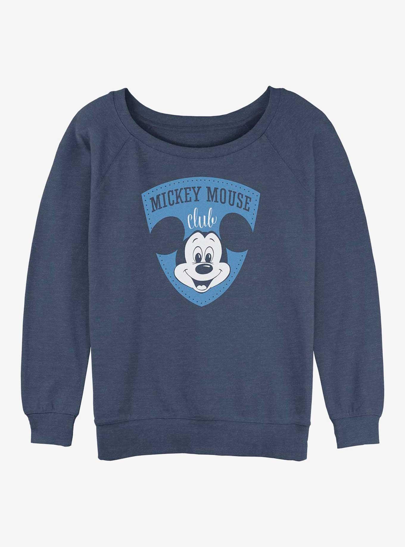 Disney100 Mickey Mouse Club Shield Womens Slouchy Sweatshirt, BLUEHTR, hi-res