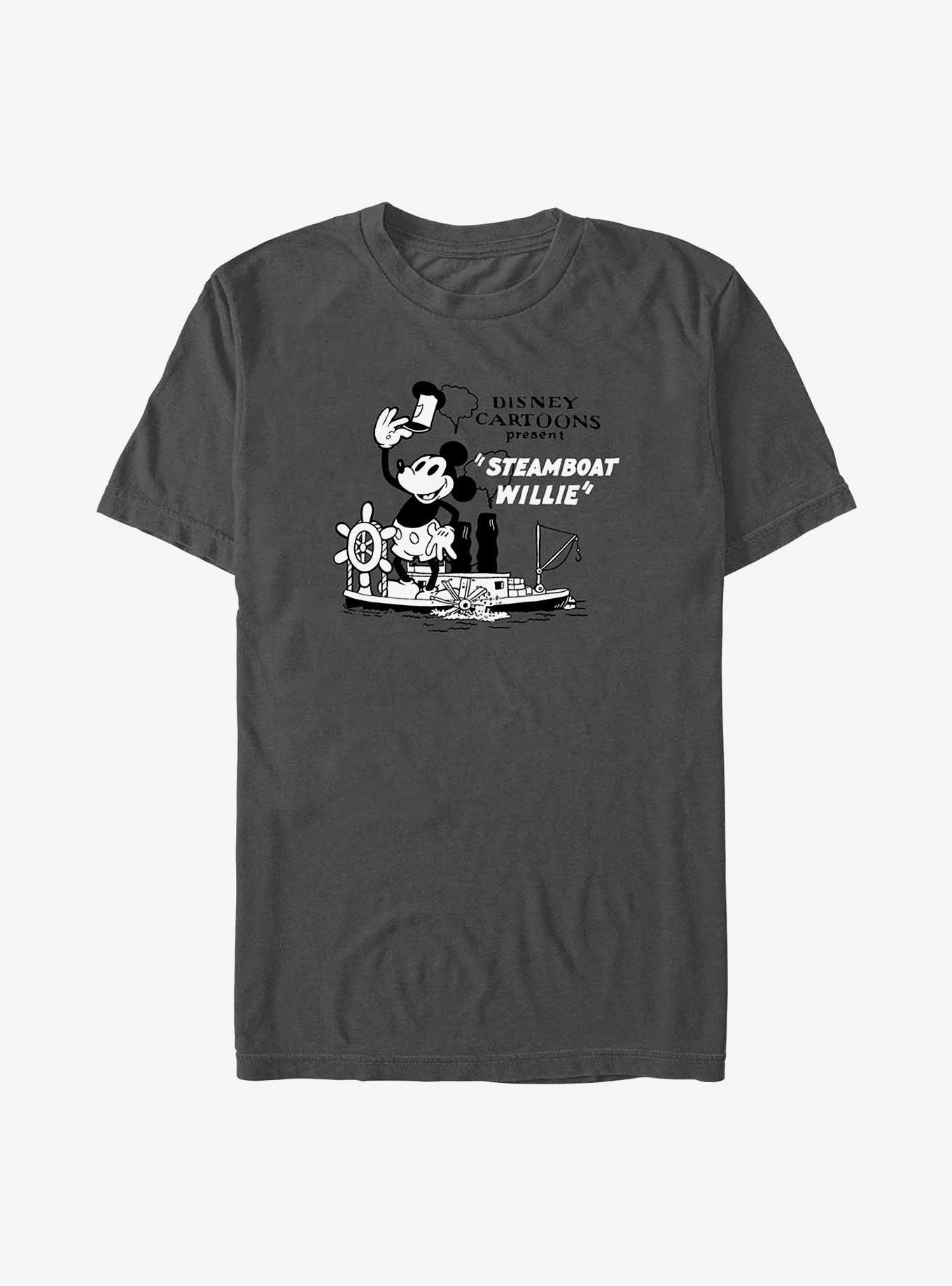 Disney100 Mickey Mouse Steamboat Willie T-Shirt, CHARCOAL, hi-res