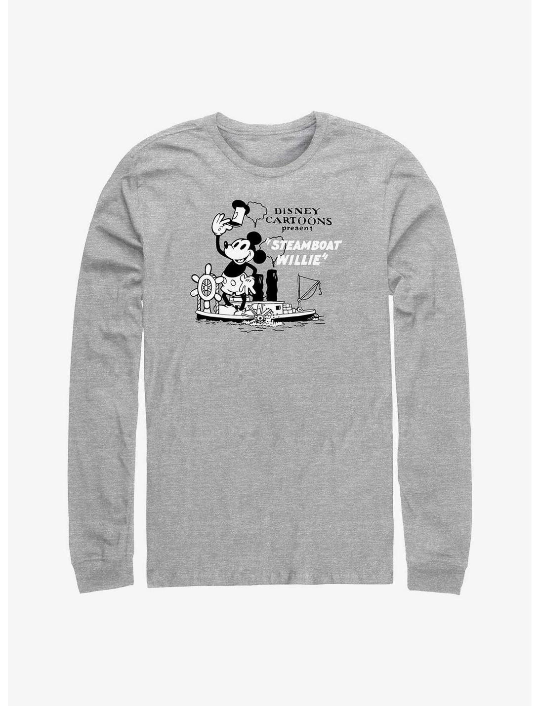 Disney100 Mickey Mouse Steamboat Willie Long-Sleeve T-Shirt, ATH HTR, hi-res