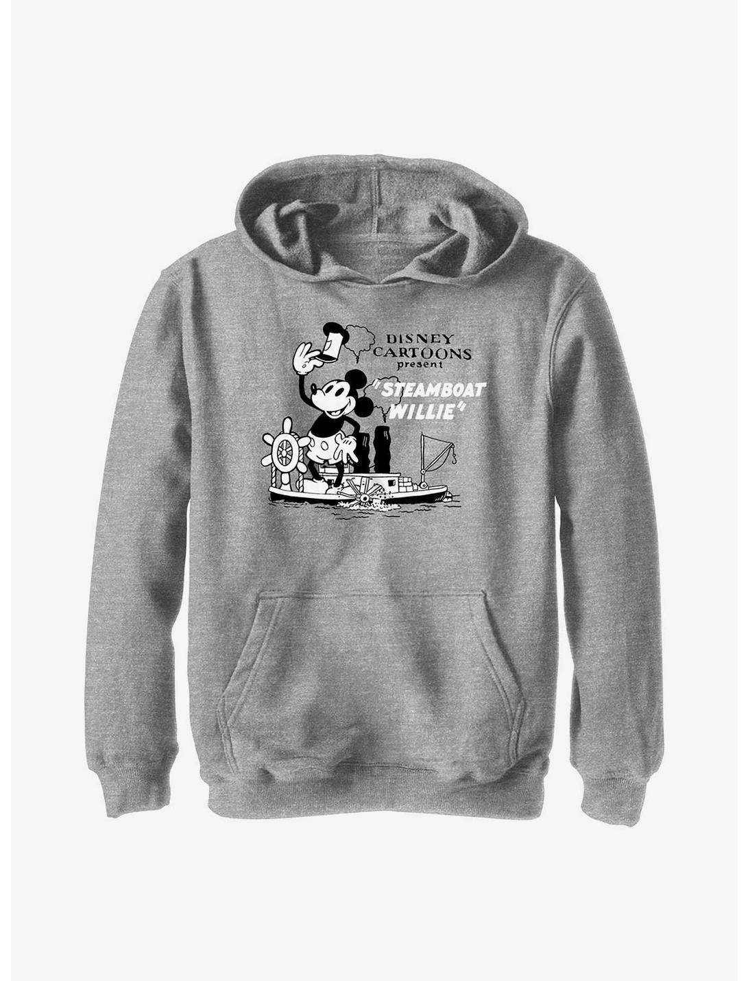 Disney100 Mickey Mouse Steamboat Willie Youth Hoodie, ATH HTR, hi-res