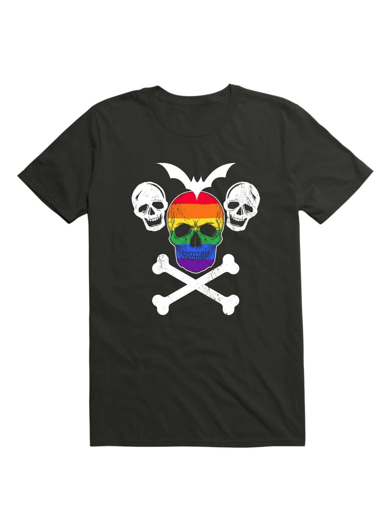 THRDLESS LGBT Halloween Rainbow Skull T-Shirt