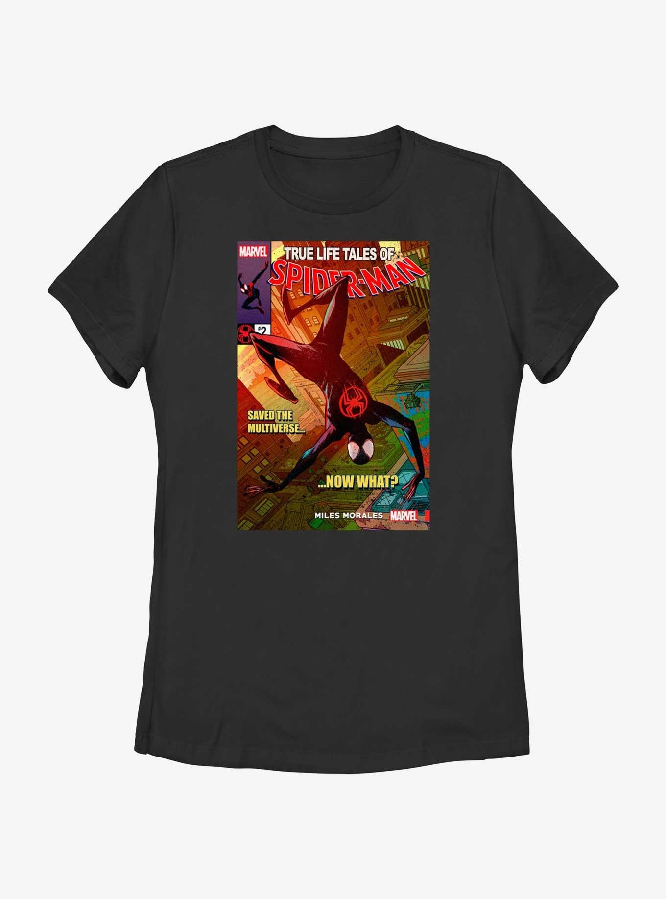 Marvel Spider-Man: Across The Spiderverse Comic Cover Womens T-Shirt, BLACK, hi-res