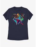 Marvel Spider-Man: Across The Spiderverse Trio Cyborg Scarlet Spider and Miguel O'Hara Badge Womens T-Shirt, NAVY, hi-res