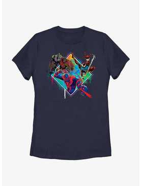 Marvel Spider-Man: Across The Spiderverse Trio Cyborg Scarlet Spider and Miguel O'Hara Badge Womens T-Shirt, , hi-res