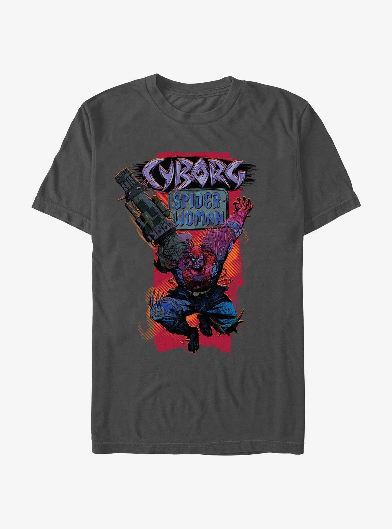 Marvel Spider-Man: Across The Spiderverse Cyborg Spider-Woman Badge T-Shirt, CHARCOAL, hi-res