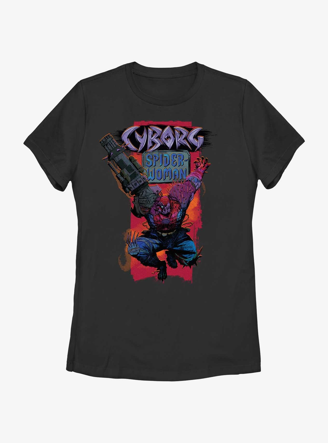 Marvel Spider-Man: Across The Spiderverse Cyborg Spider-Woman Badge Womens T-Shirt, BLACK, hi-res