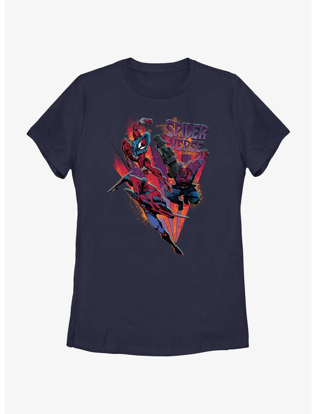 Marvel Spider-Man: Across The Spiderverse Trio Badge Womens T-Shirt, NAVY, hi-res