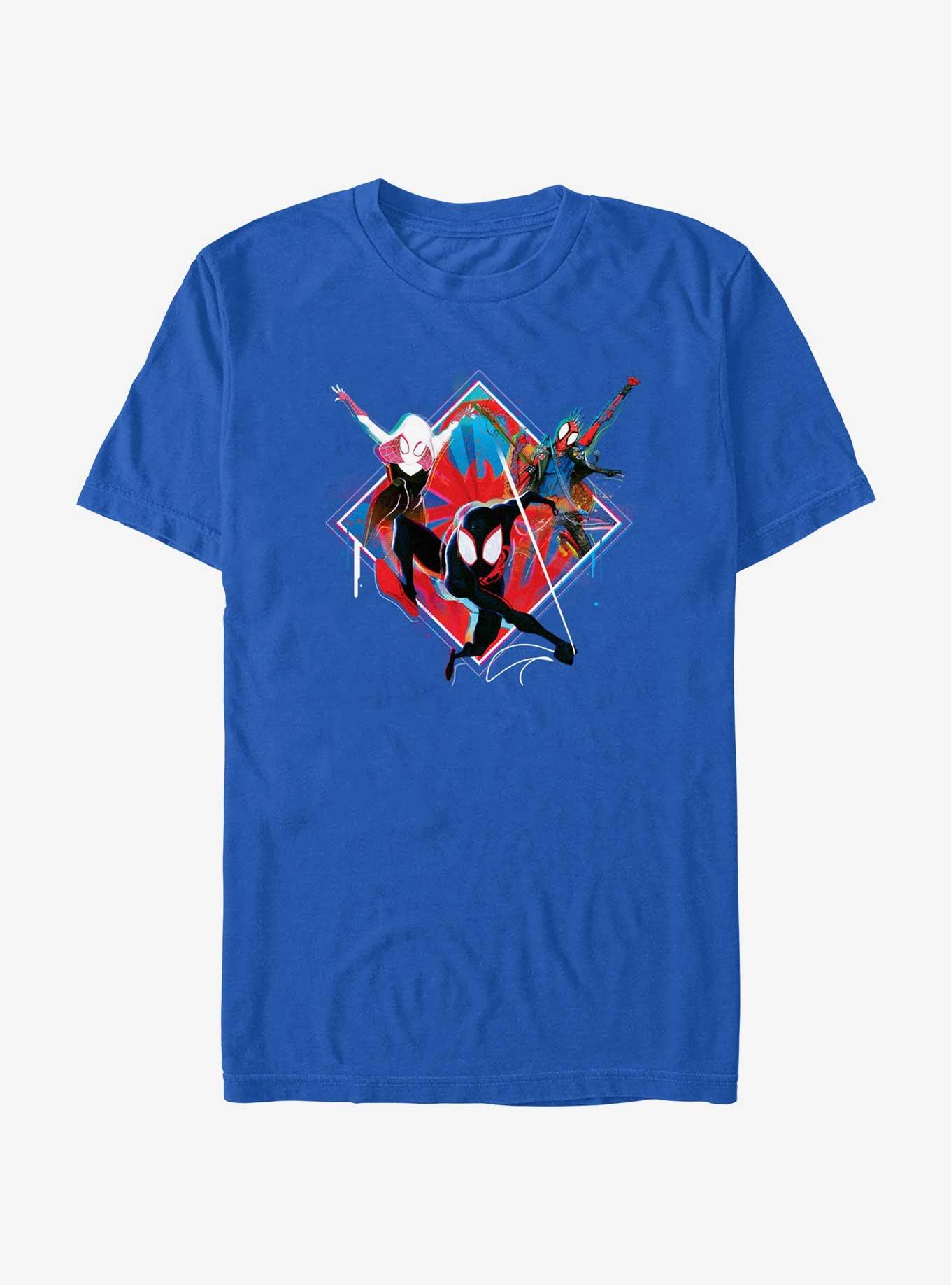 Marvel Spider-Man: Across The Spiderverse Trio Spider-Gwen Miles Morales and Spider-Punk T-Shirt, ROYAL, hi-res