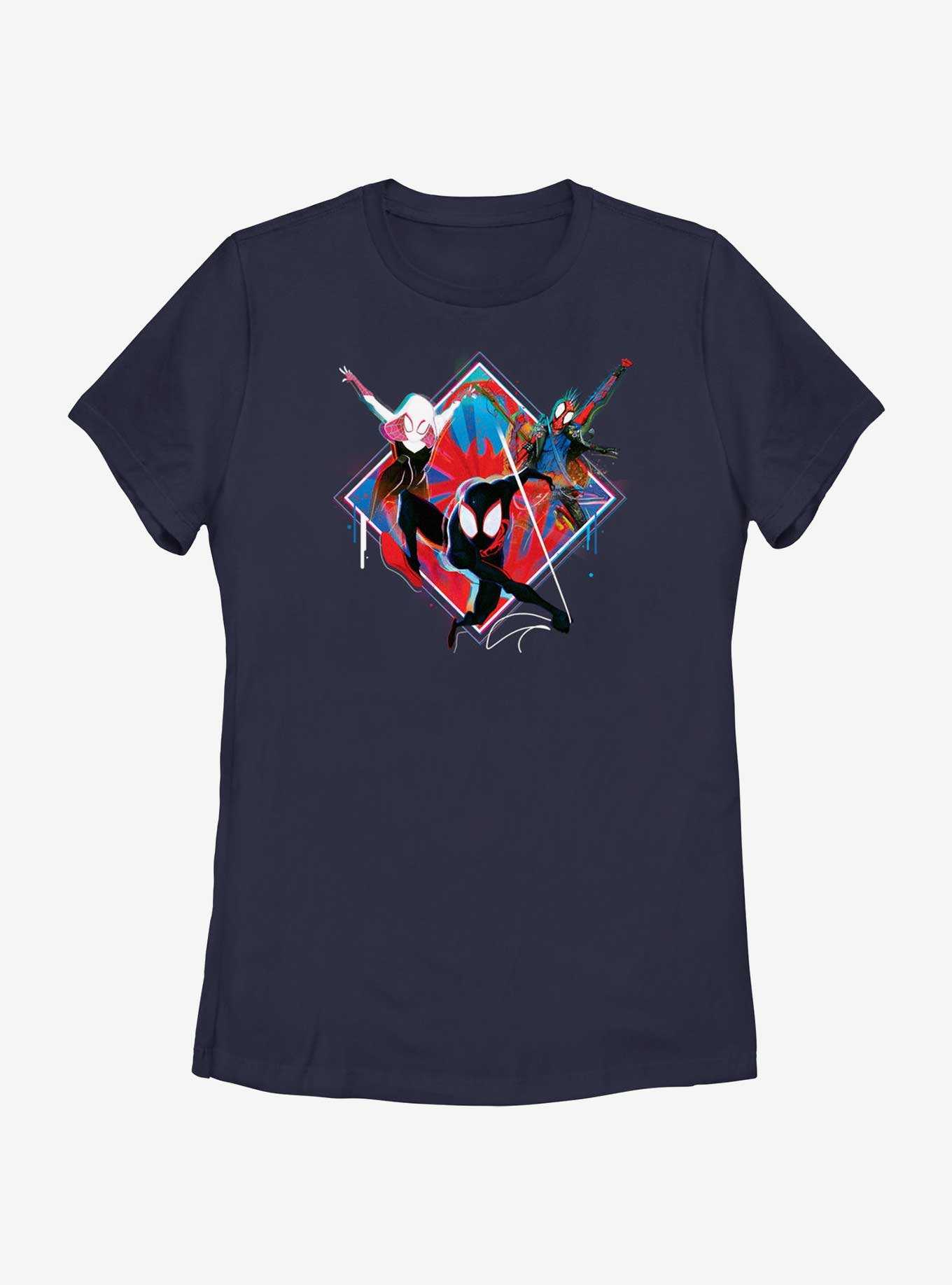 Marvel Spider-Man: Across The Spiderverse Trio Spider-Gwen Miles Morales and Spider-Punk Womens T-Shirt, , hi-res