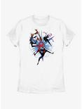 Marvel Spider-Man: Across The Spiderverse Trio Badge Spider-Punk Miles Morales Spider-Gwen Womens T-Shirt, WHITE, hi-res