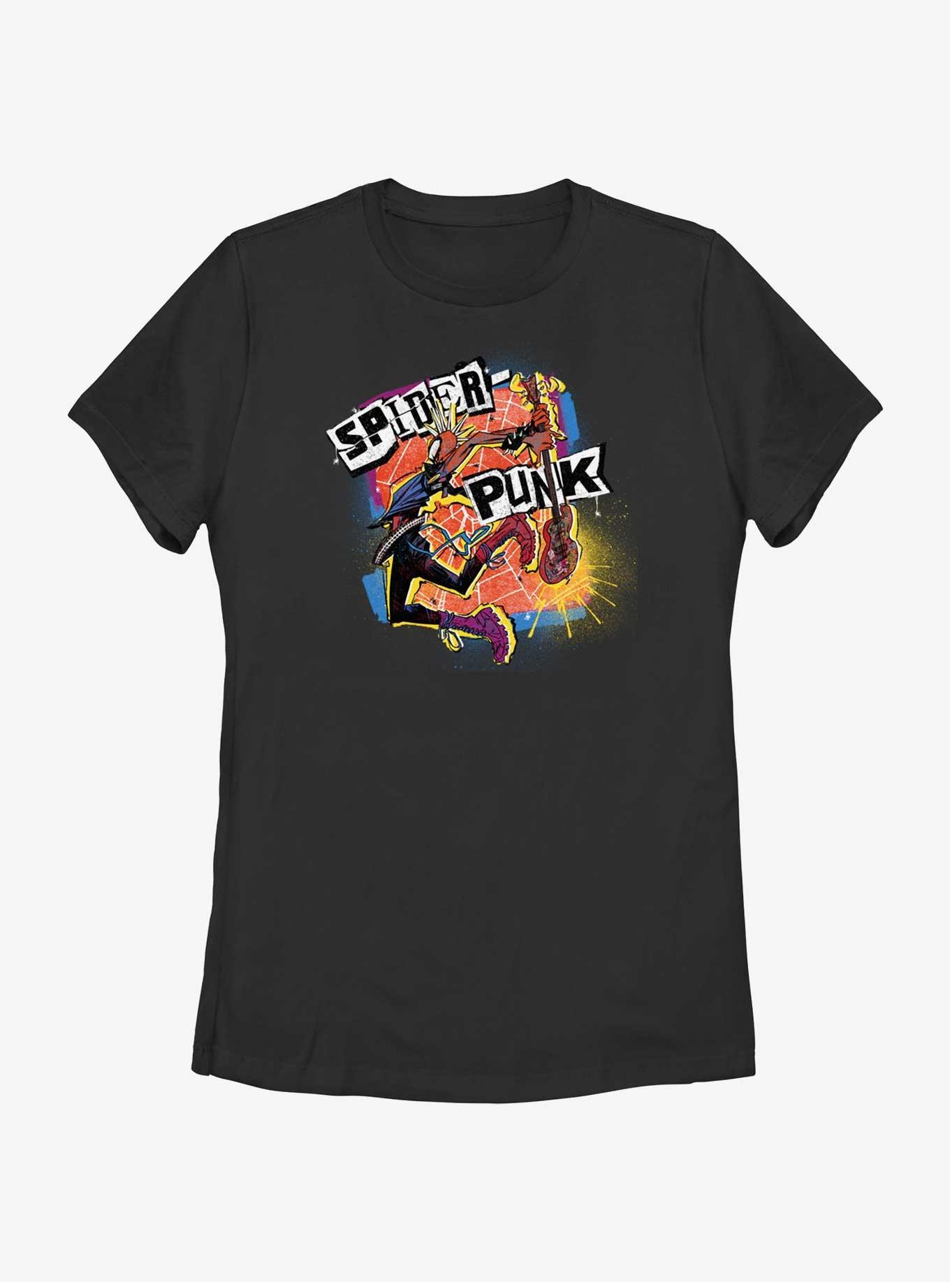 Marvel Spider-Man: Across The Spiderverse Rock On Spider-Punk Womens T-Shirt, BLACK, hi-res
