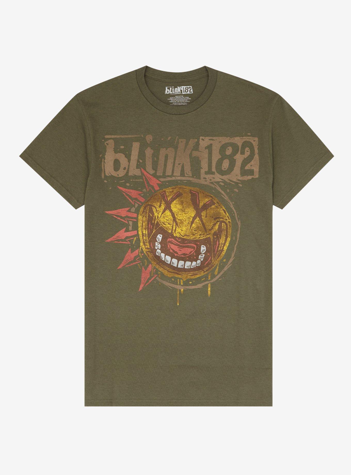 Blink-182 Smile Face With Teeth Boyfriend Fit Girls T-Shirt, MILITARY GREEN, hi-res
