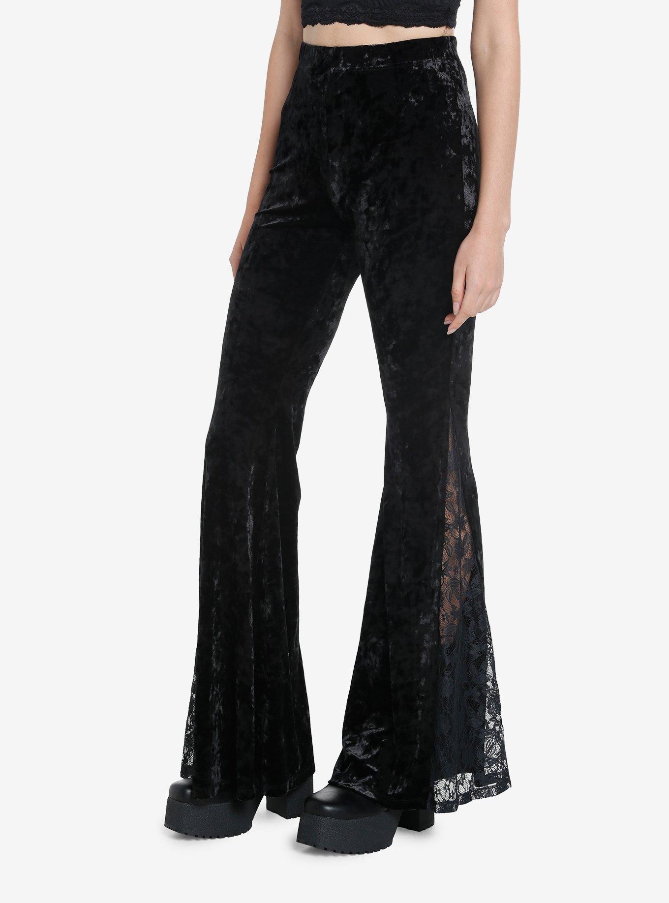 Black Velvet Lace Bell Bottom Leggings | Hot Topic