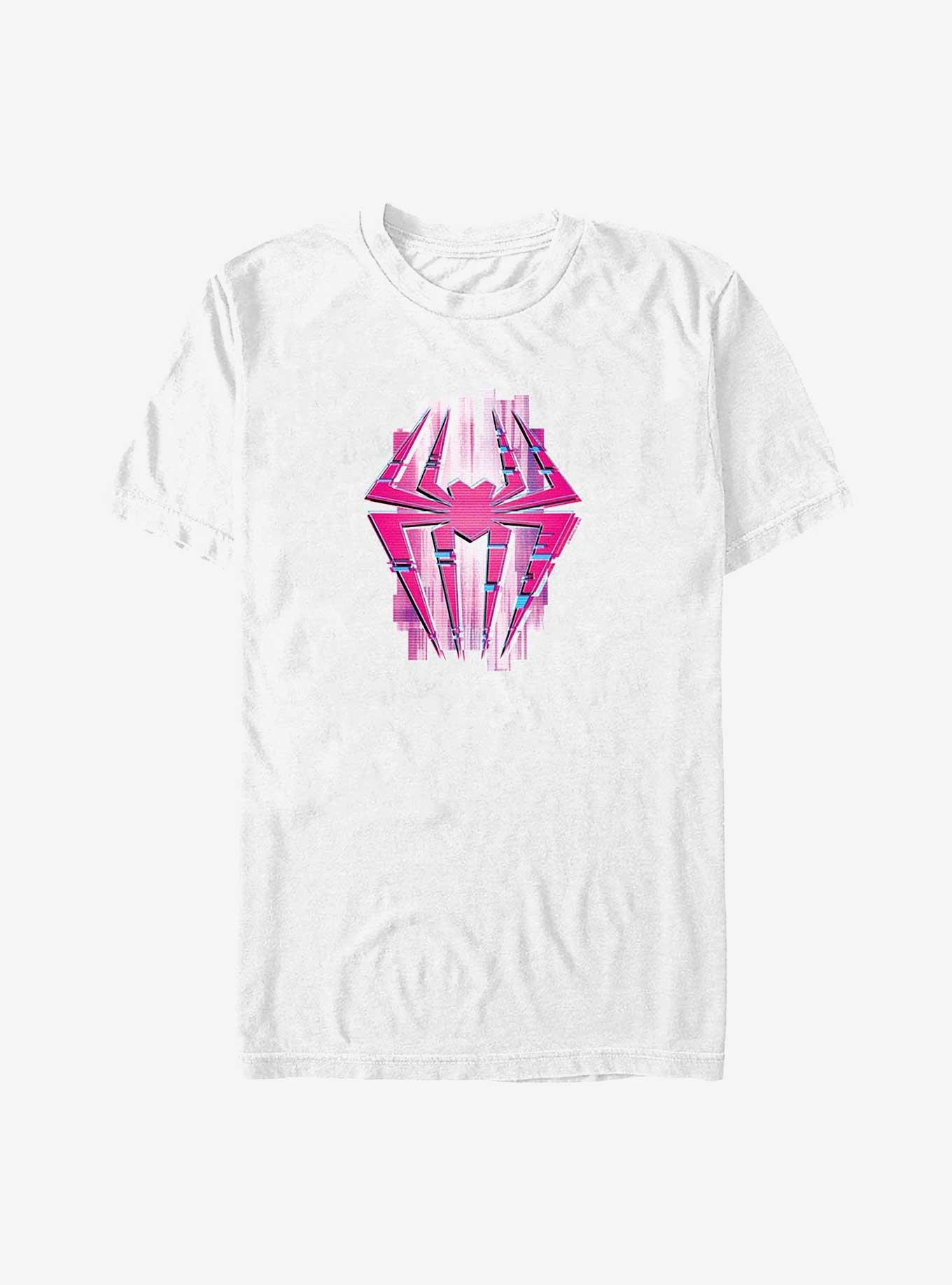 Marvel Spider-Man: Across the Spider-Verse Glitchy Spider-Gwen Symbol Extra Soft T-Shirt, WHITE, hi-res