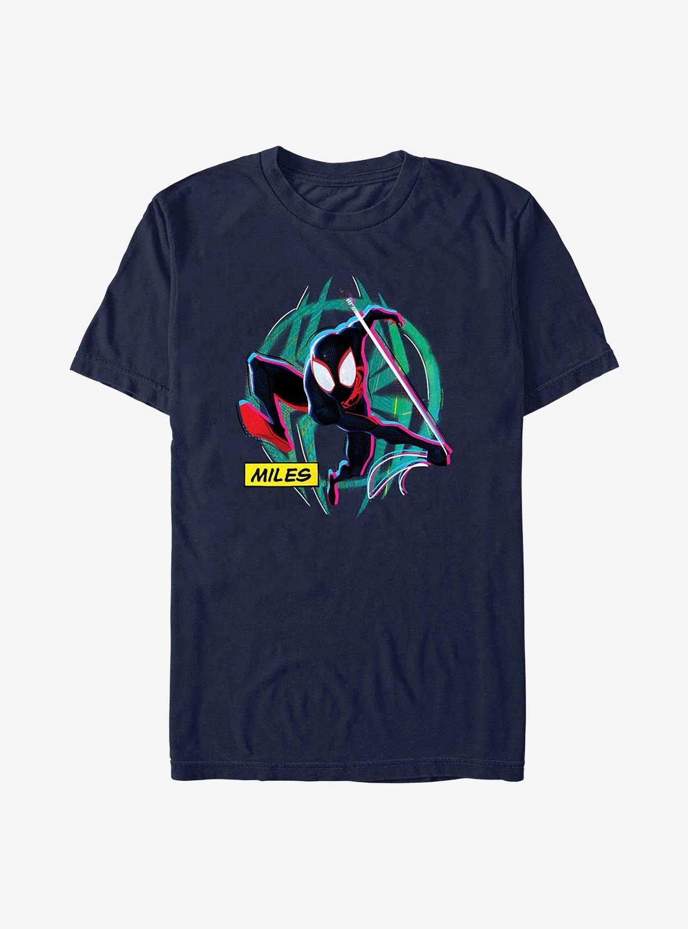 Marvel Spider-Man: Across the Spider-Verse Miles Morales Badge Extra Soft T-Shirt, NAVY, hi-res