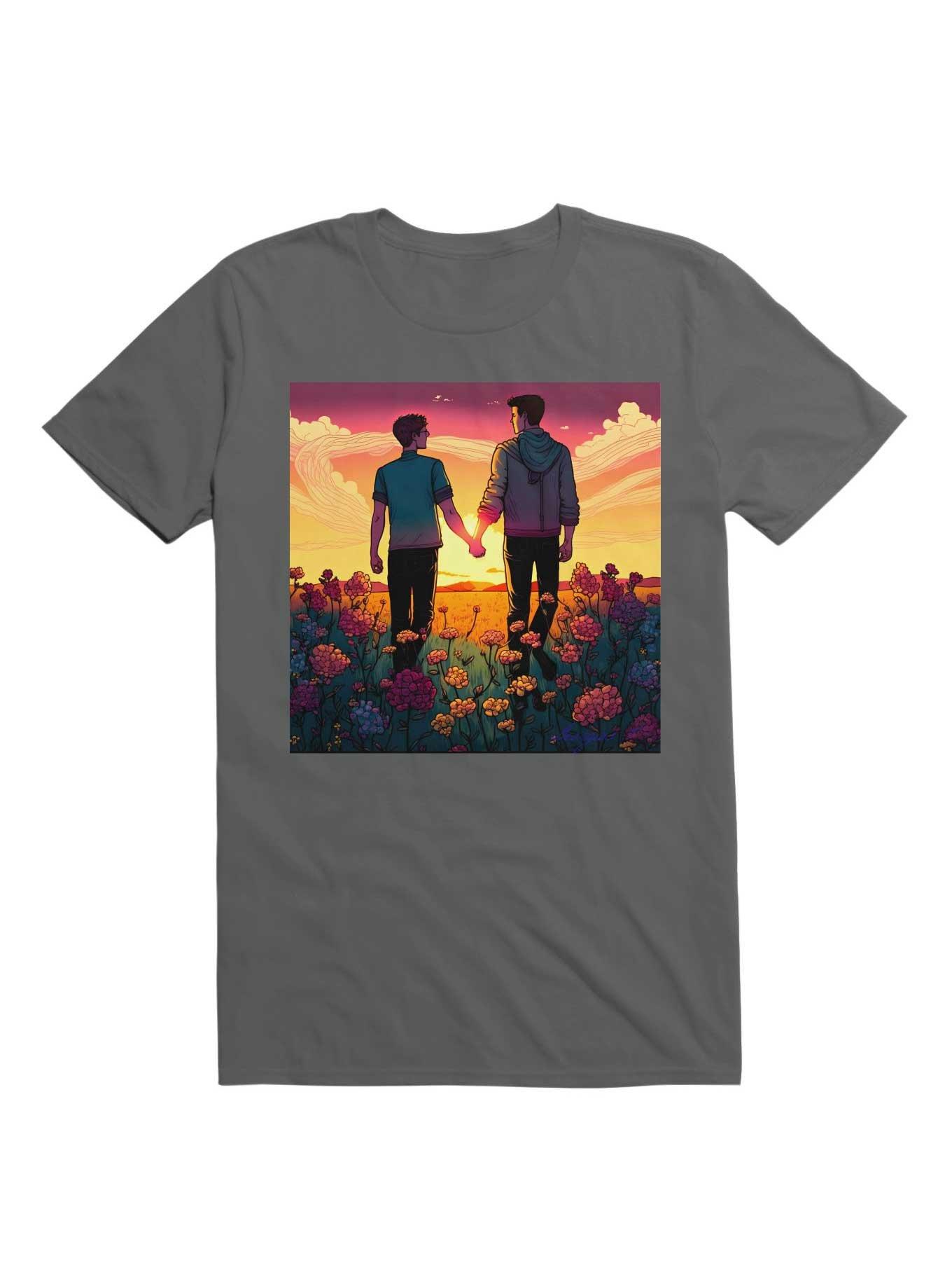 Gay Couple In Love T-Shirt, CHARCOAL, hi-res
