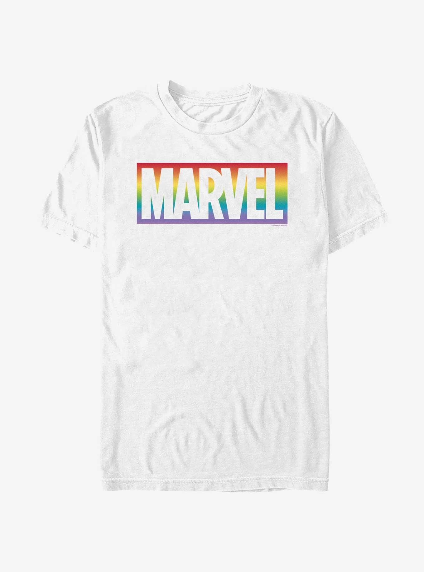 Marvel Avengers Rainbow Logo Pride T-Shirt, WHITE, hi-res