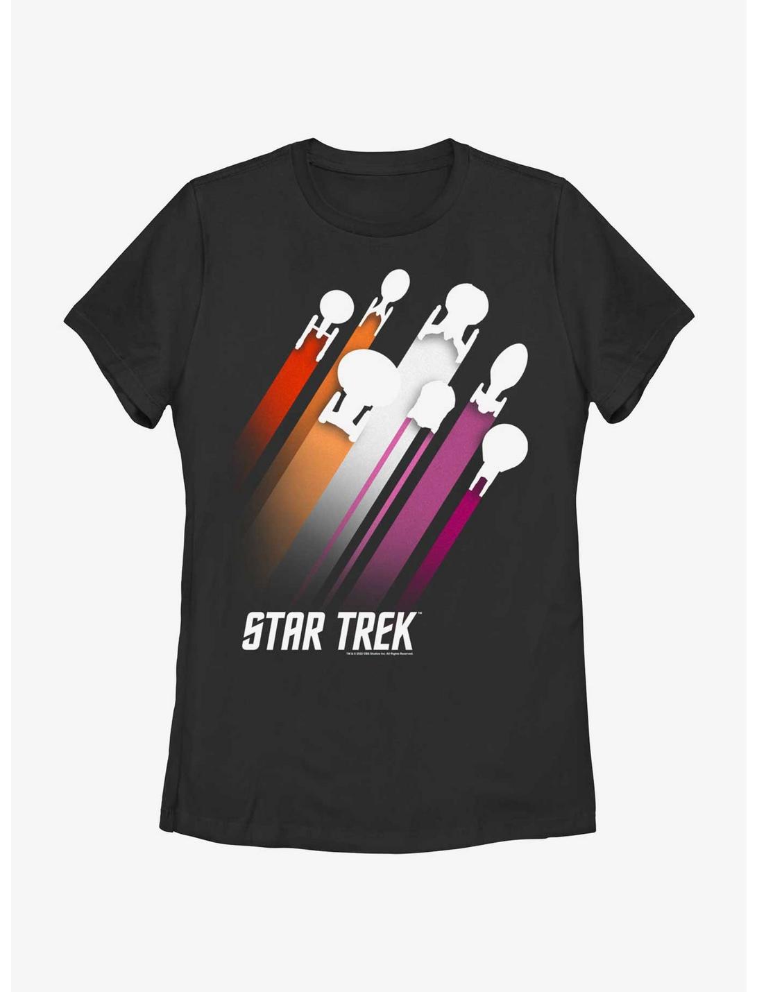 Star Trek Lesbian Flag Streaks Pride T-Shirt, BLACK, hi-res