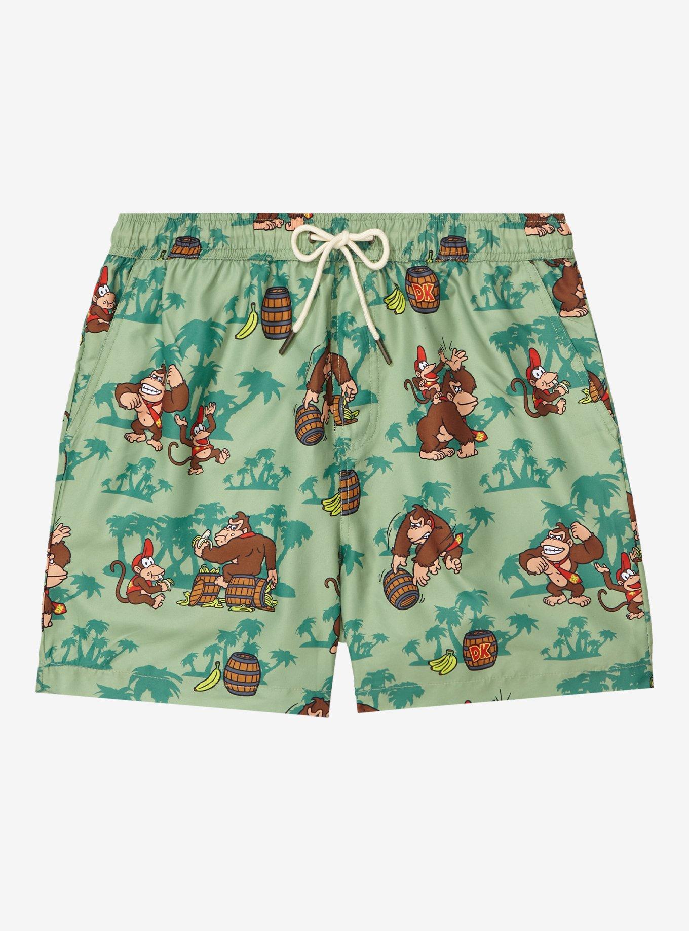 OppoSuits Nintendo Donkey Kong & Diddy Kong Allover Print Shorts, GREEN, hi-res