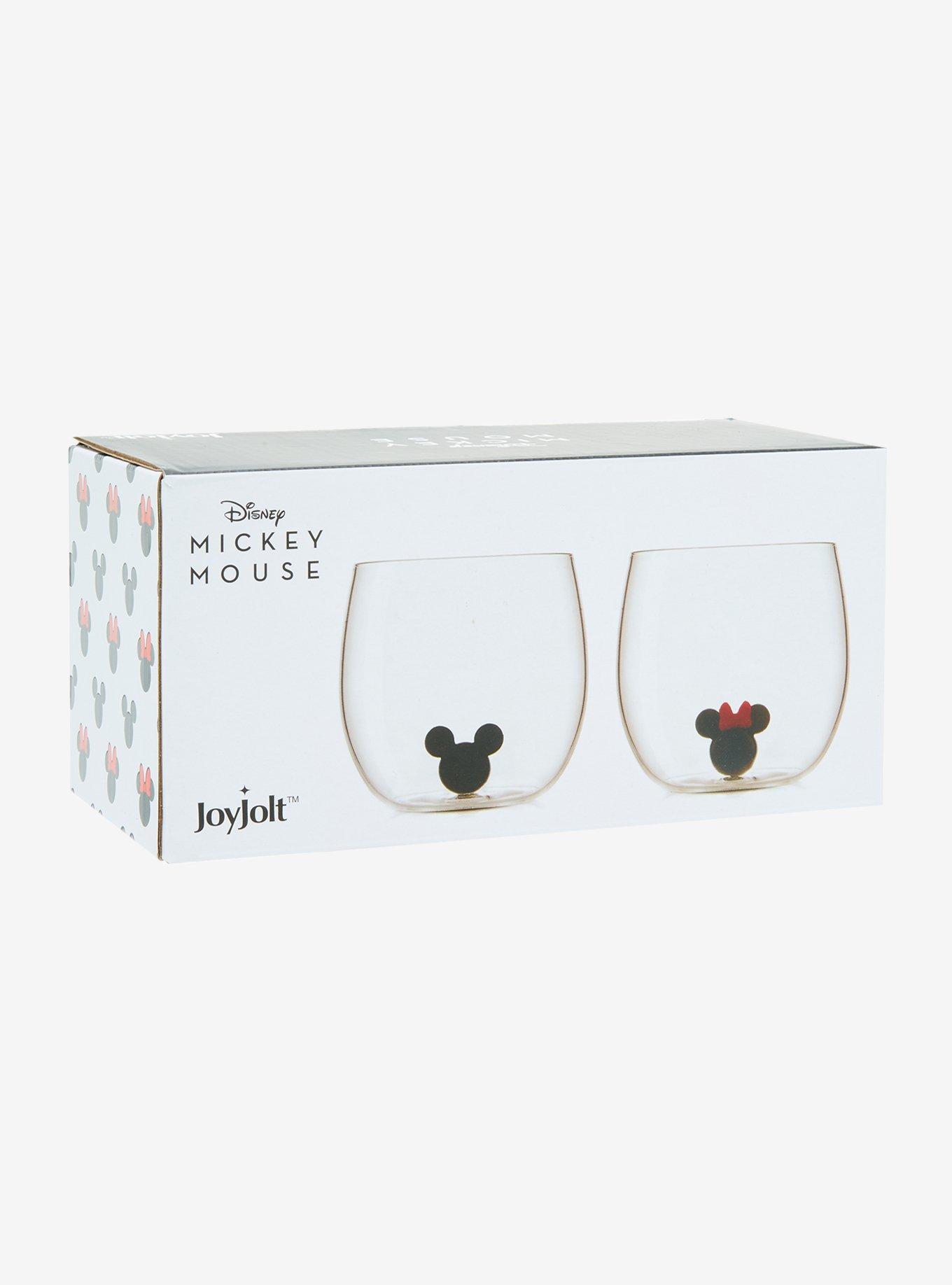 JoyJolt Disney Mickey & Minnie Mouse Figural Heads Wine Glass Set