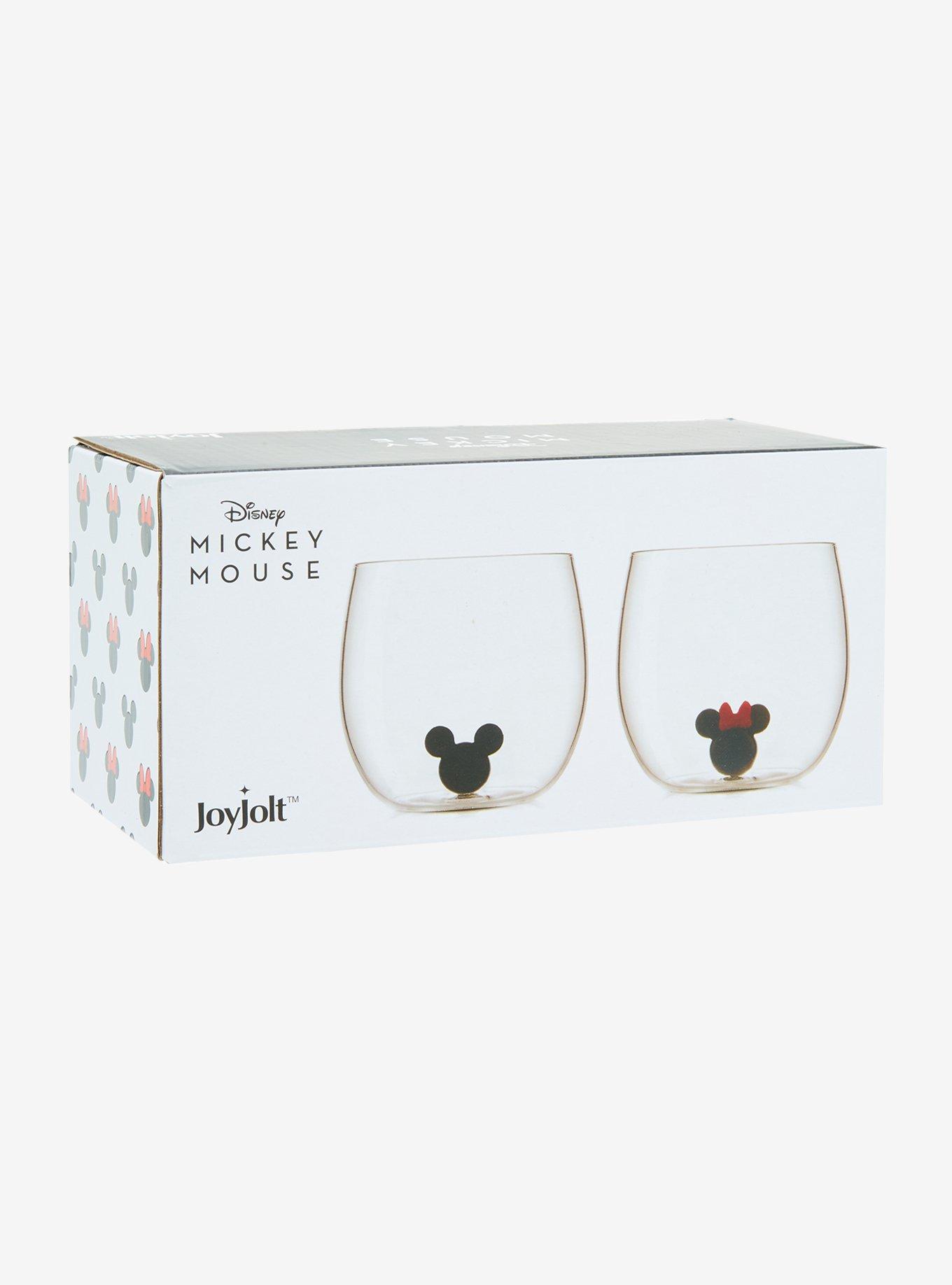 JoyJolt Disney Mickey & Minnie Mouse Figural Heads Wine Glass Set | BoxLunch