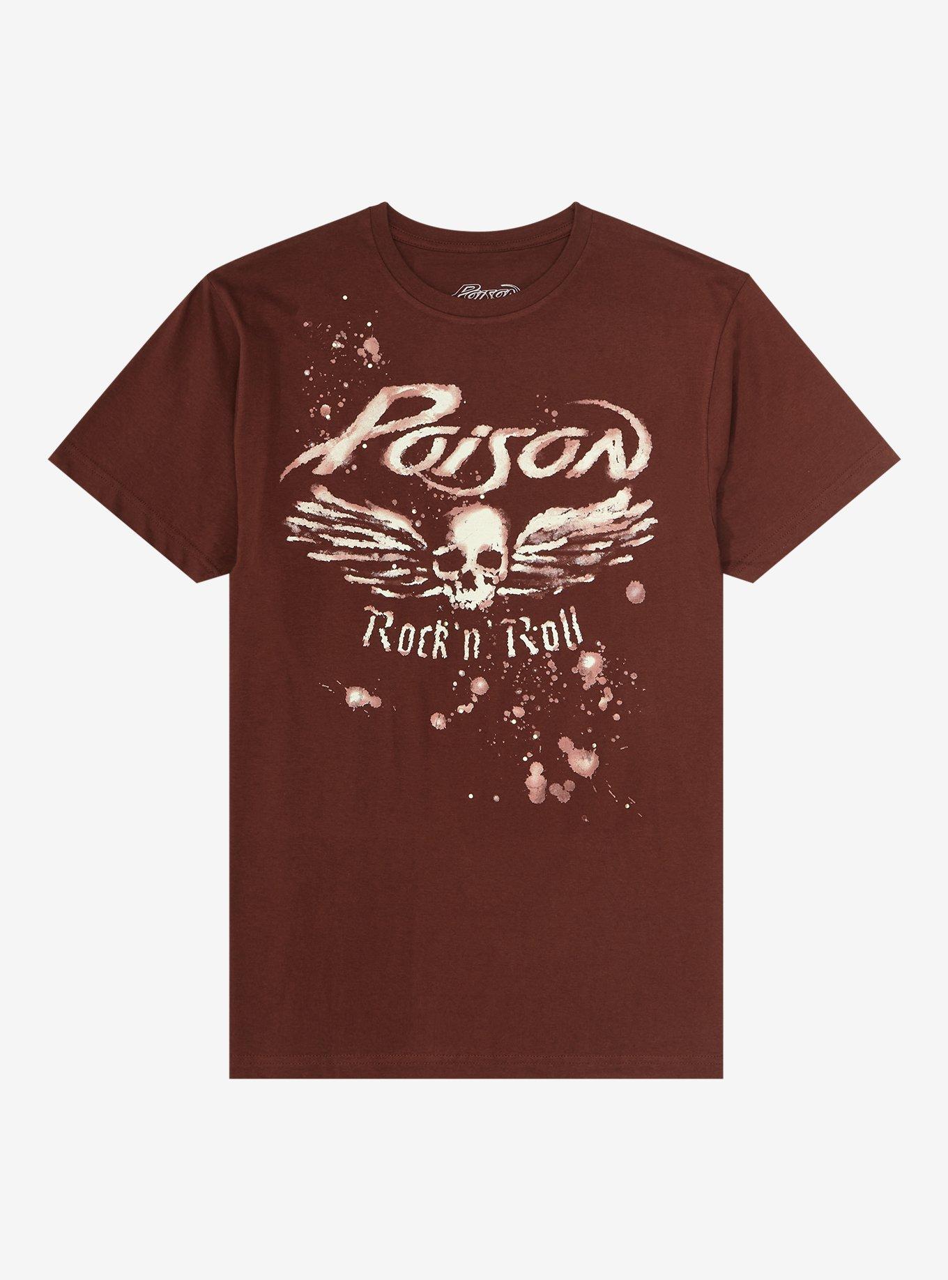 Poison Winged Skull Rhinestone Boyfriend Fit Girls T-shirt, DARK CHOCOLATE, hi-res