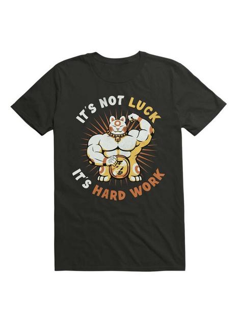 It's Not Luck It's Hard Work Lucky Cat T-Shirt - BLACK | Hot Topic