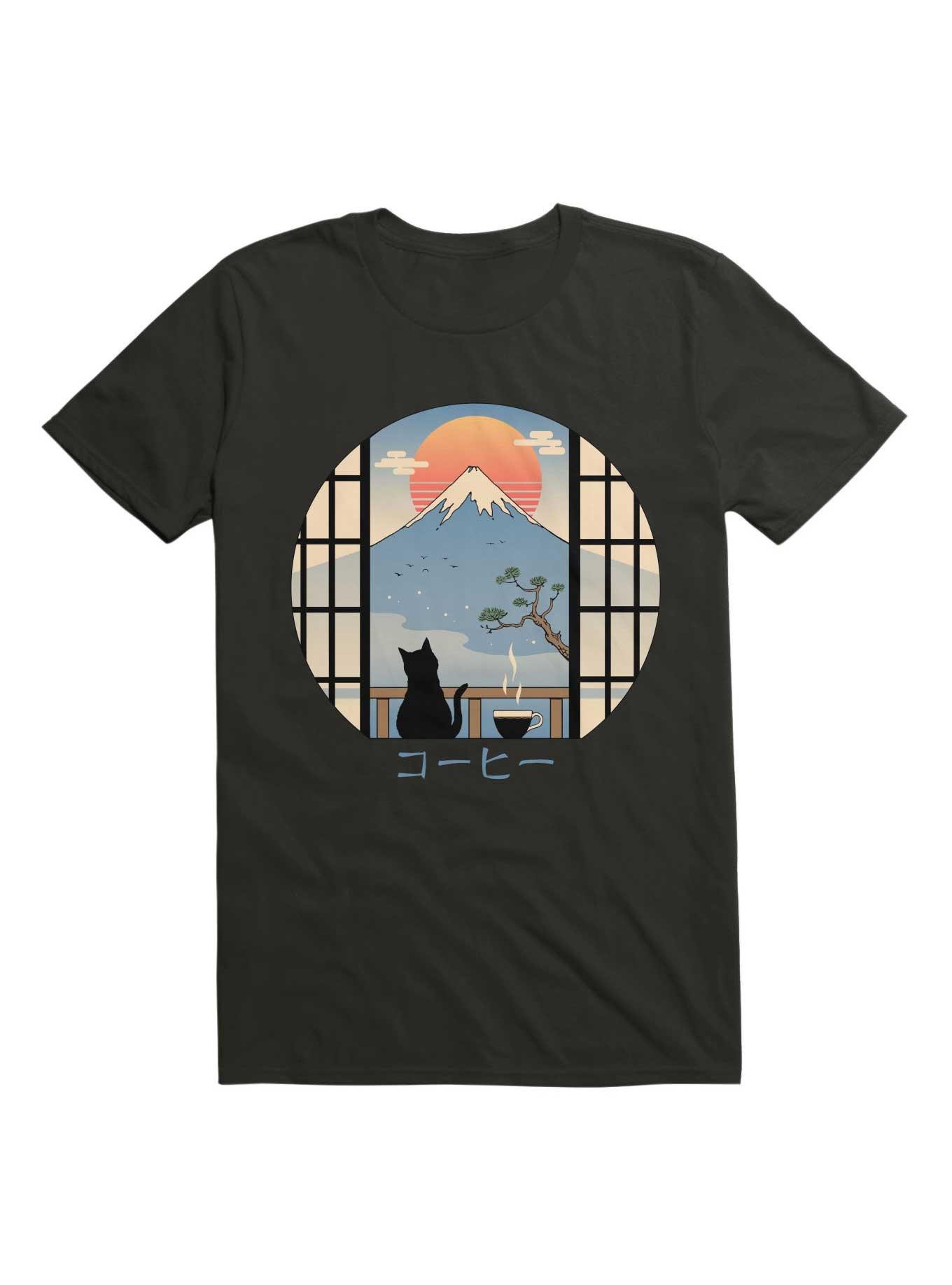 Coffee Cat In Mt. Fuji T-Shirt, , hi-res