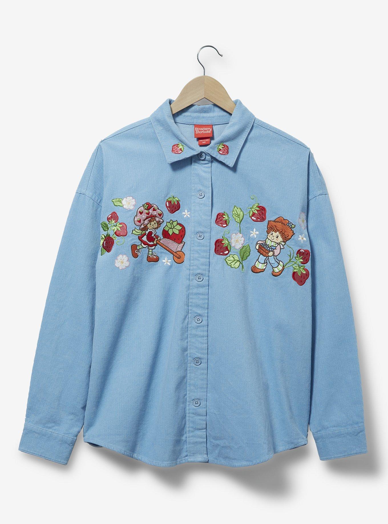Strawberry Shortcake Embroidered Shacket - BoxLunch Exclusive, DENIM, hi-res
