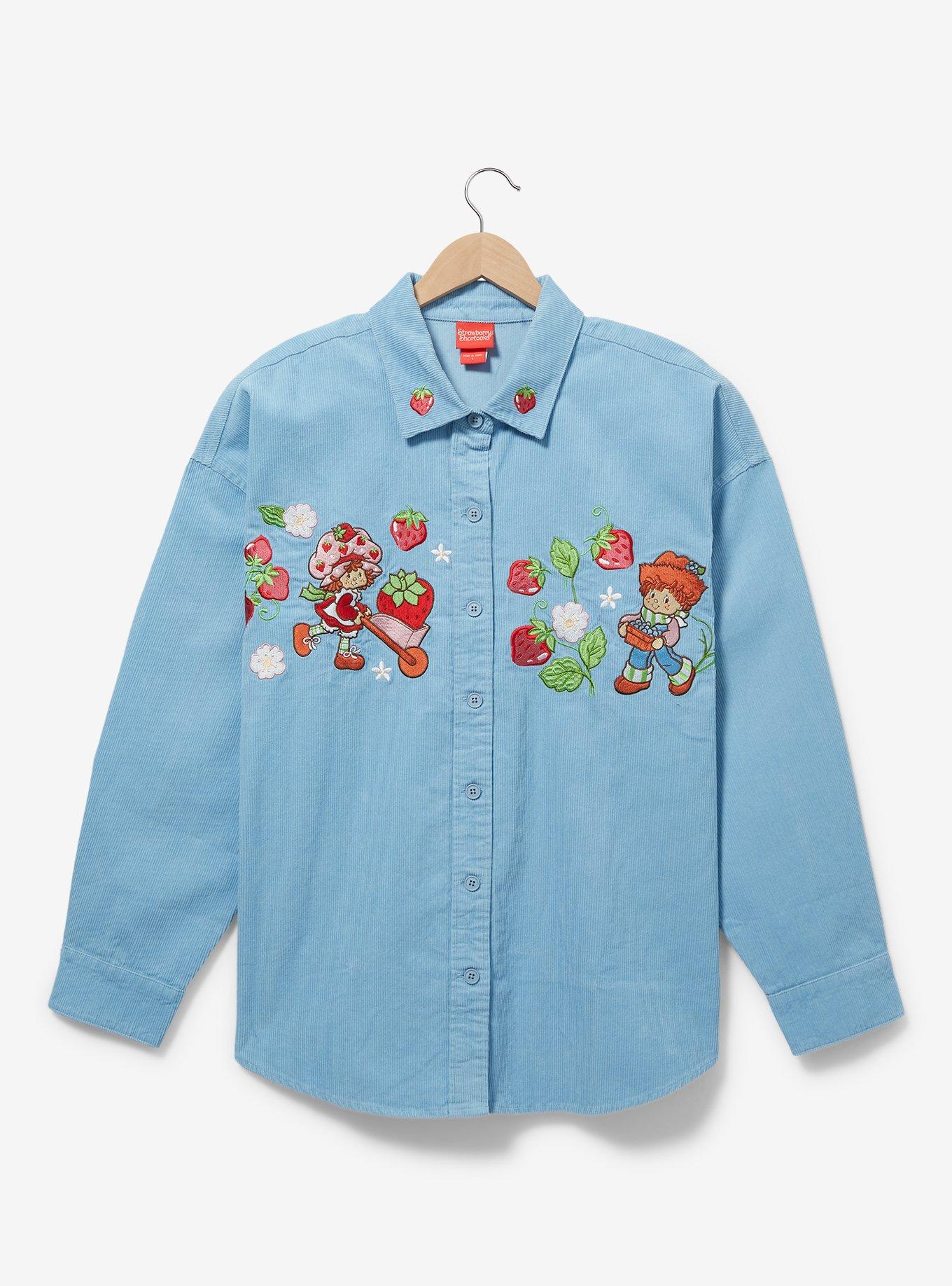 Strawberry Shortcake Embroidered Plus Size Shacket - BoxLunch Exclusive, DENIM, hi-res