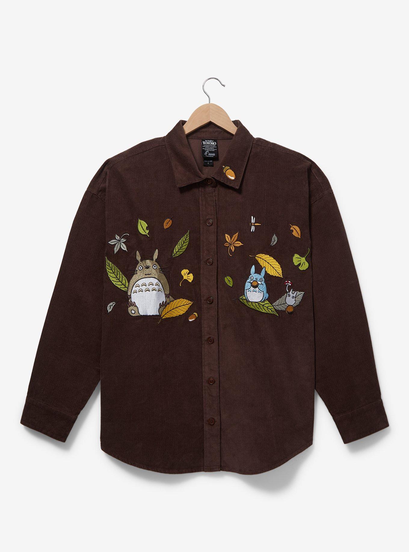 Studio Ghibli My Neighbor Totoro Forest Embroidered Plus Size Overshirt - BoxLunch Exclusive, BROWN, hi-res