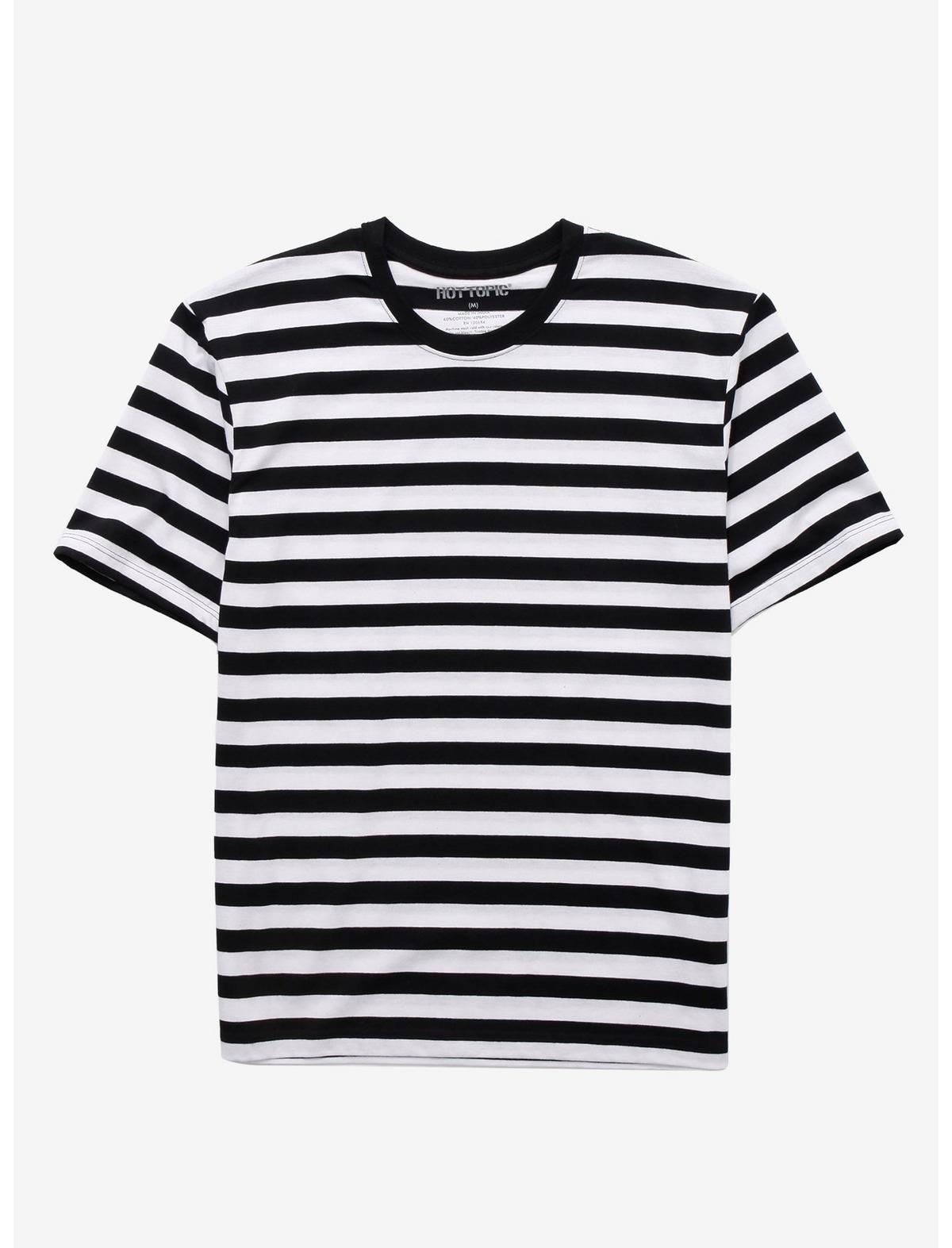 white and black vertical striped shirt