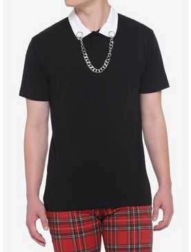 Black Chain White Collar Shirt, , hi-res