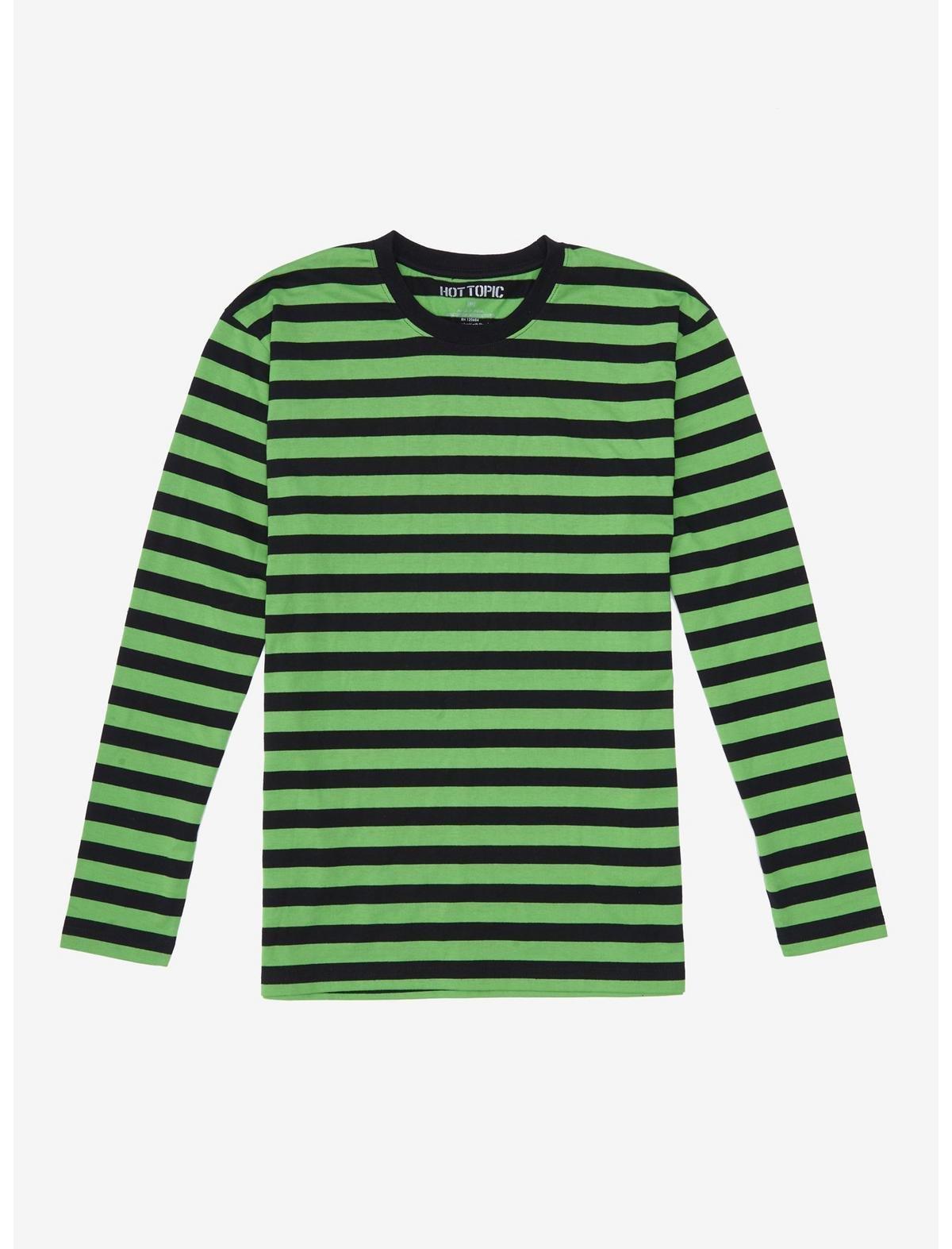 Green & Black Stripe Long-Sleeve T-Shirt | Hot Topic