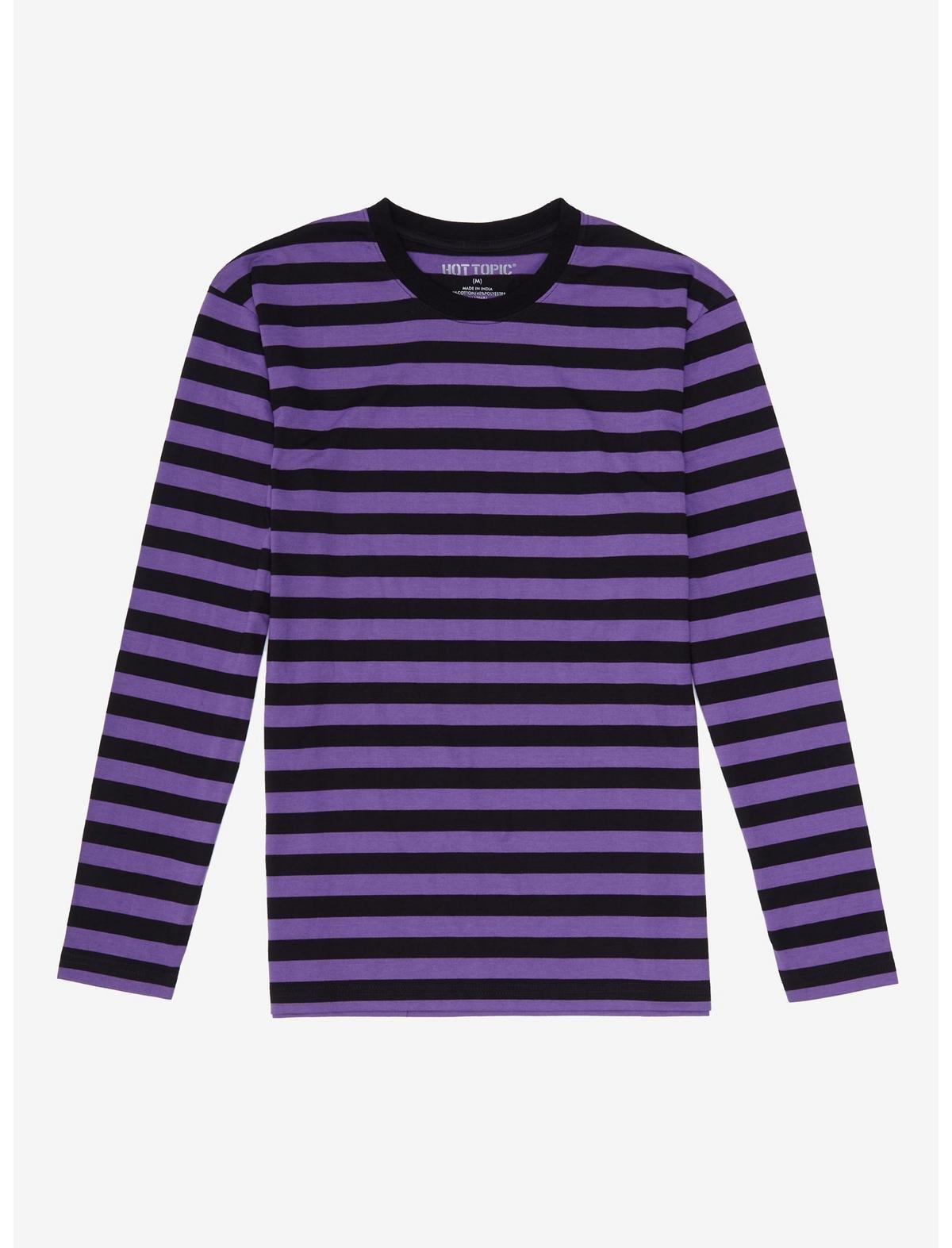 Purple & Black Stripe Long-Sleeve T-Shirt, PURPLE  BLACK, hi-res