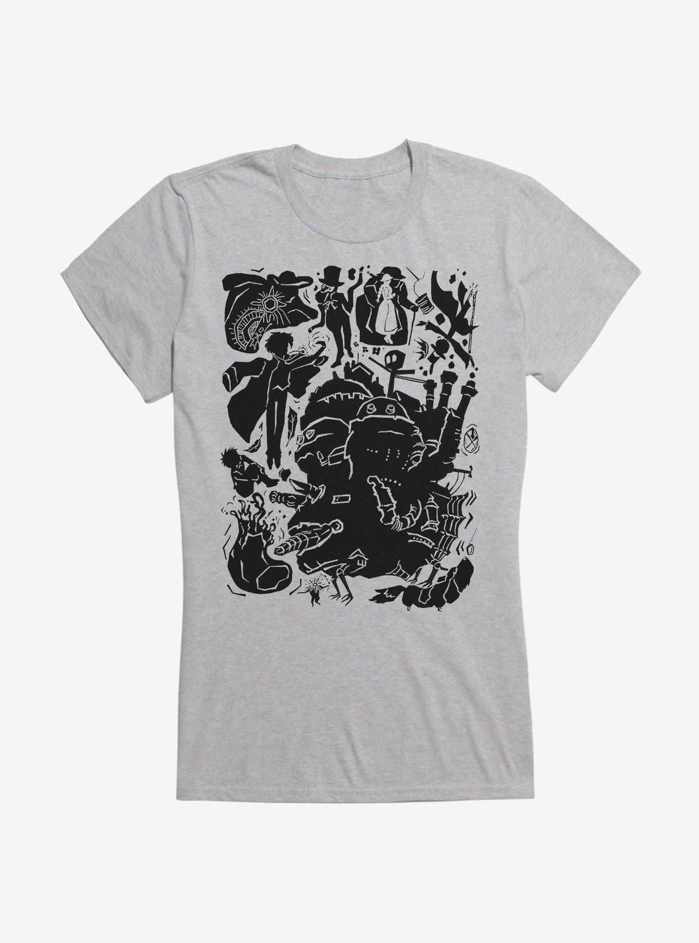 Studio Ghibli Howl's Moving Castle Icons Girls T-Shirt, SPORT GRAY, hi-res