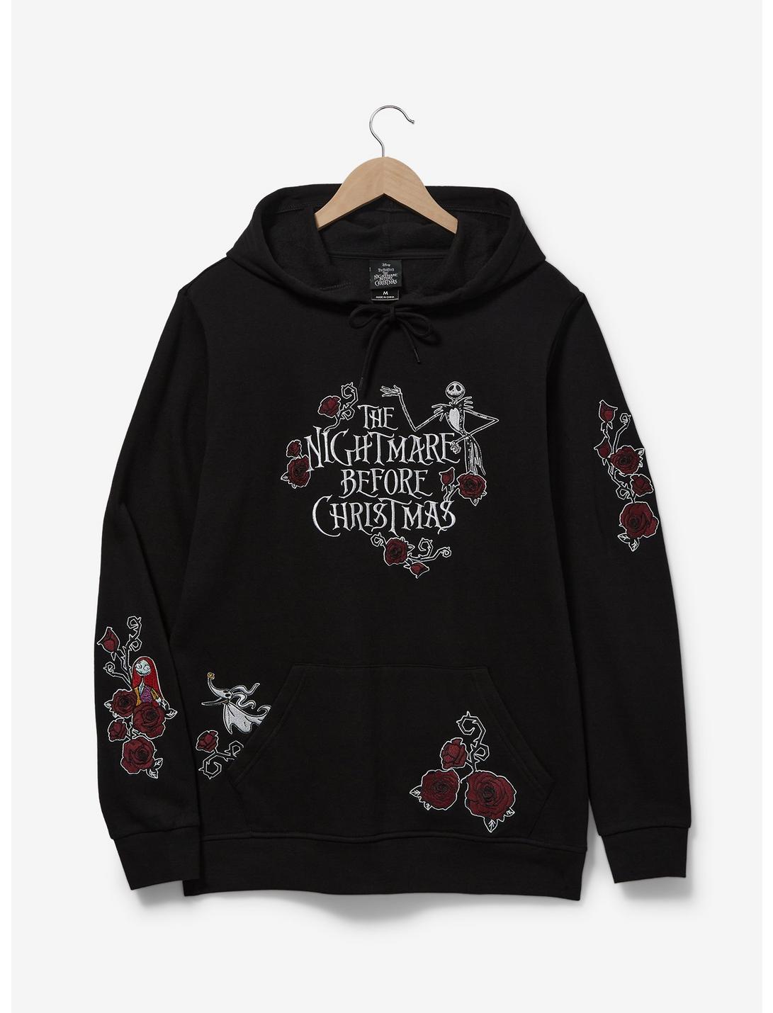 Disney The Nightmare Before Christmas Floral Logo Hoodie - BoxLunch Exclusive, BLACK, hi-res