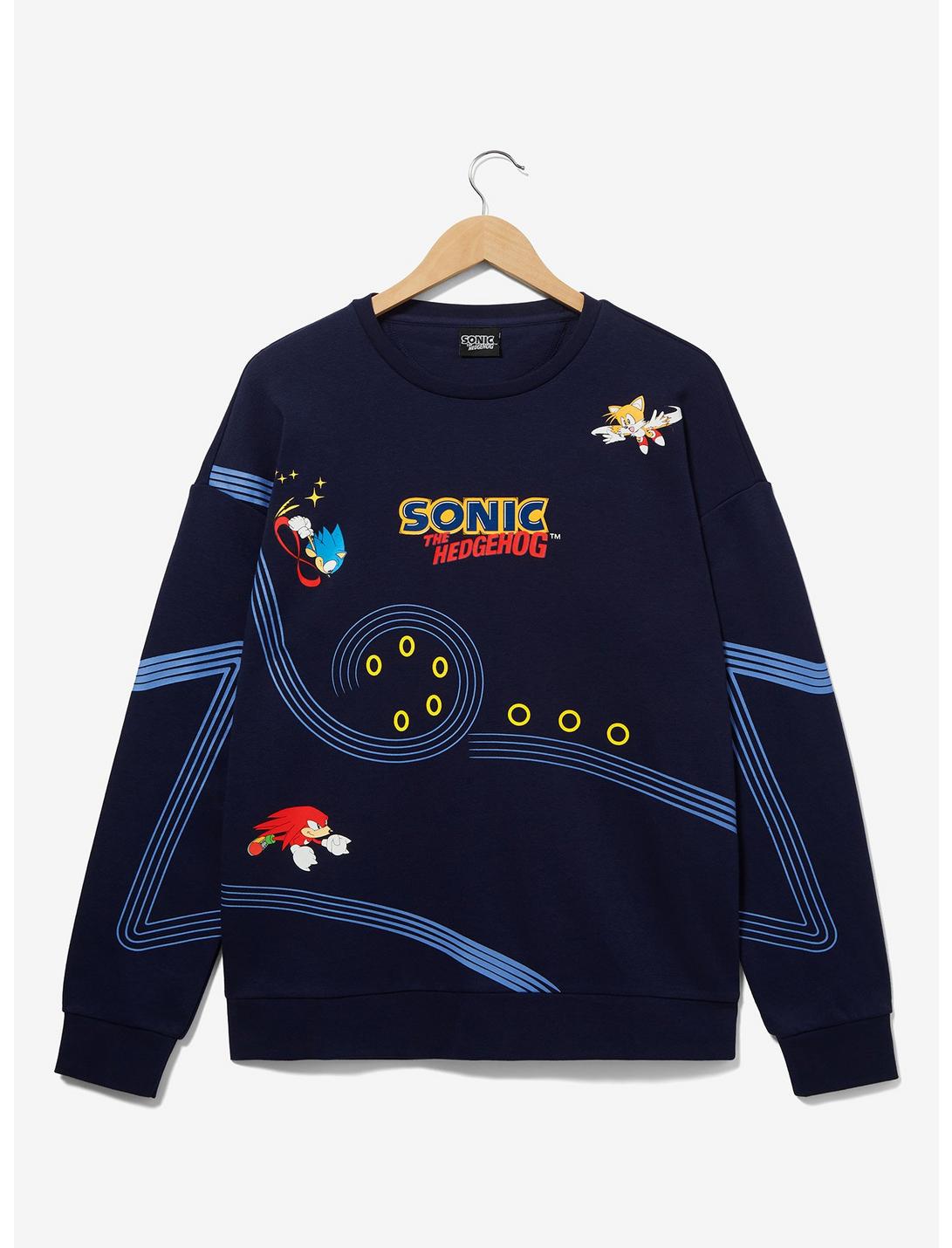 Sonic the Hedgehog Racing Rings Crewneck - BoxLunch Exclusive, NAVY, hi-res