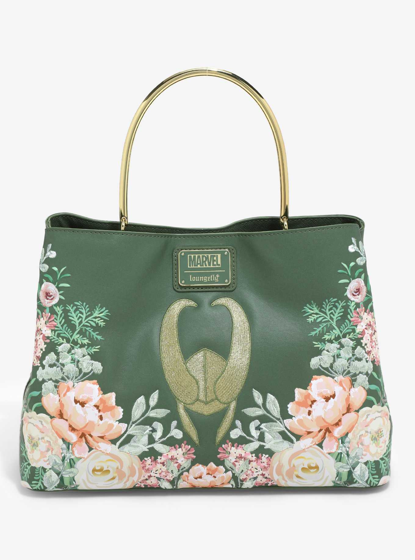 Loungefly Marvel Loki Green Floral Handbag - BoxLunch Exclusive, , hi-res