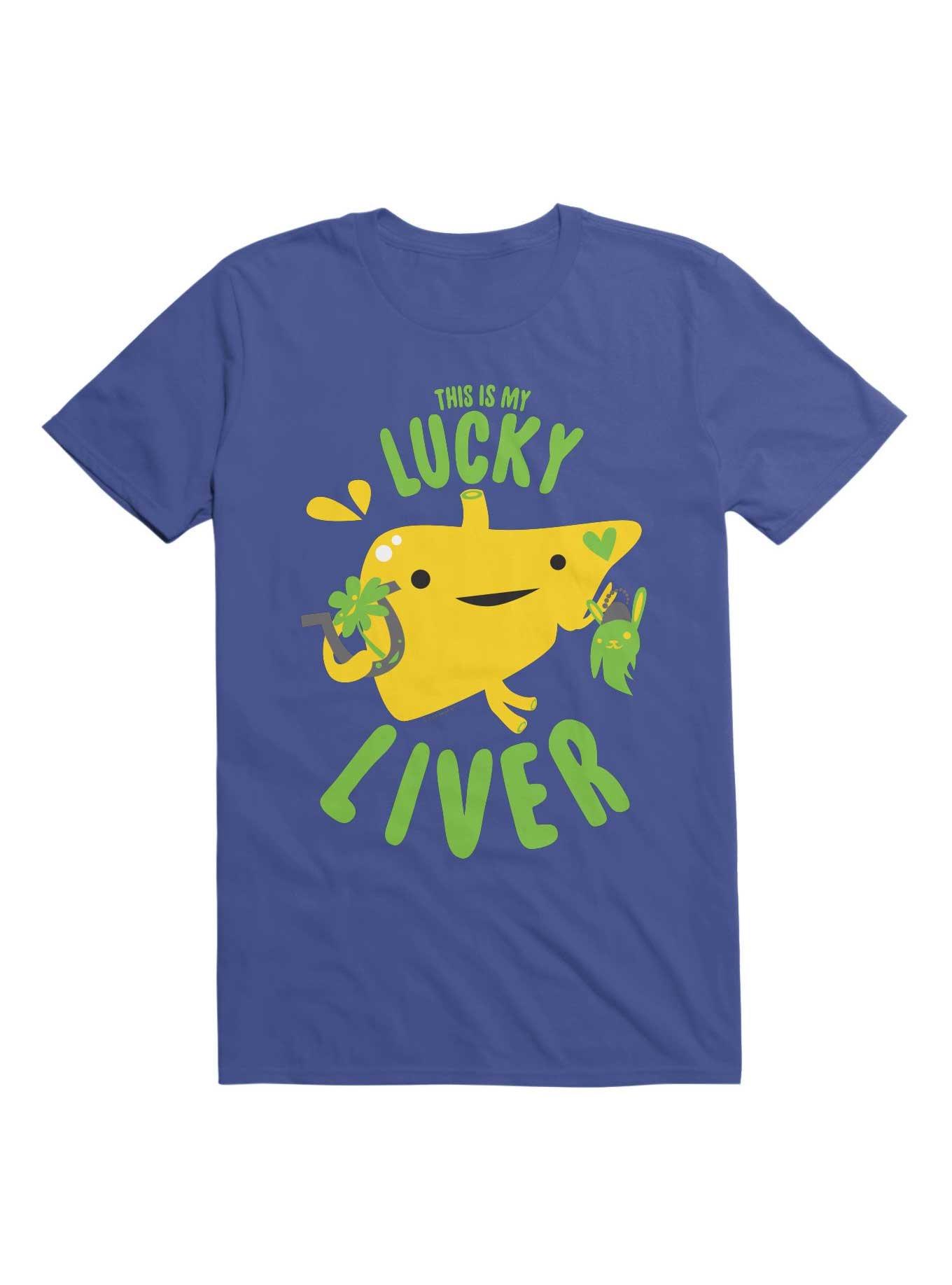 Lucky Liver - Cute Liver Surgery Transplant Funny Cirrhosis Hepatitis Humor T-Shirt, ROYAL, hi-res