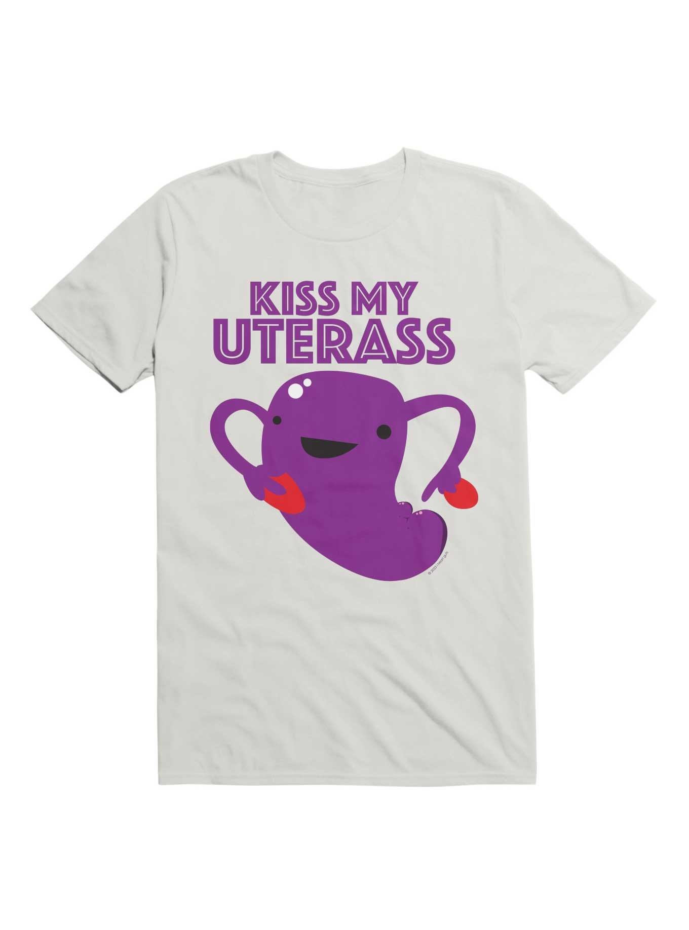 Kiss My Uterus - 100% Benefits Center for Reproductive Rights T-Shirt, WHITE, hi-res