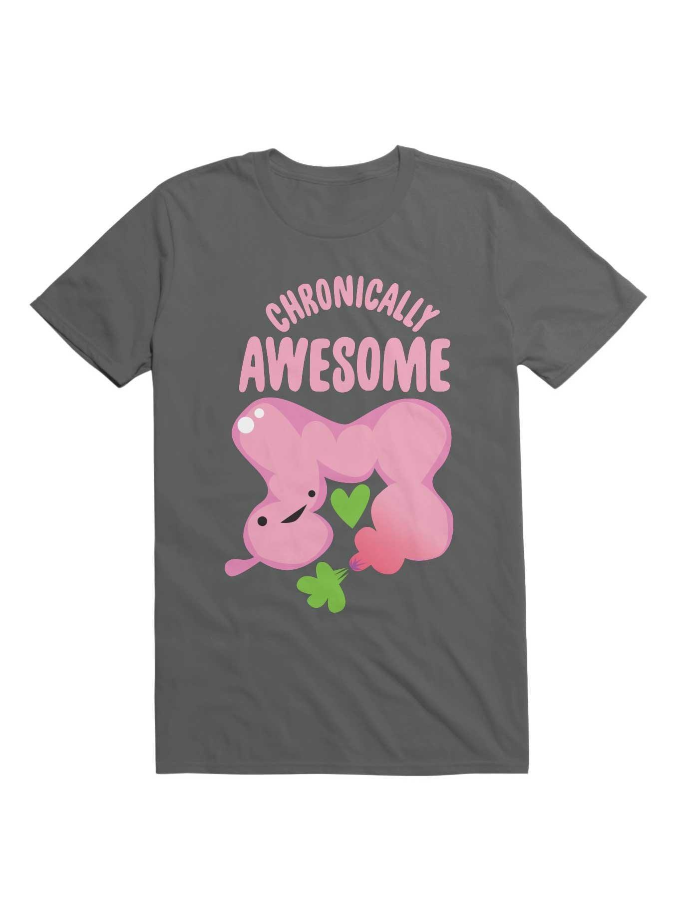THRDLESS Chronically Awesome - Cute Colon Shirt for IBS Colitis Crohn's Chronic Disease Warrior T-Shirt