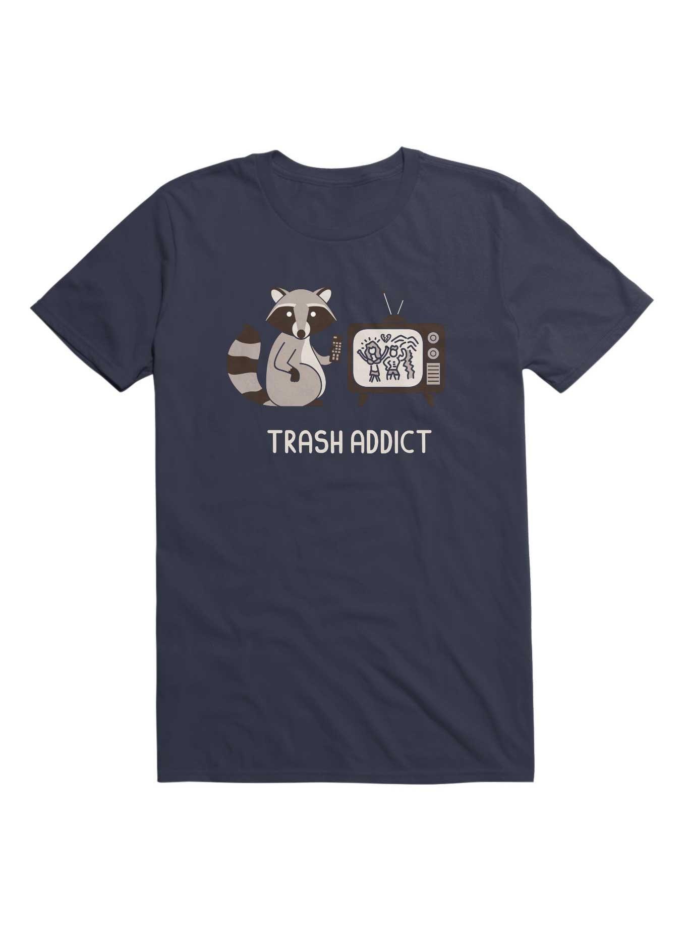Raccoon TV Trash Addict T-Shirt, NAVY, hi-res