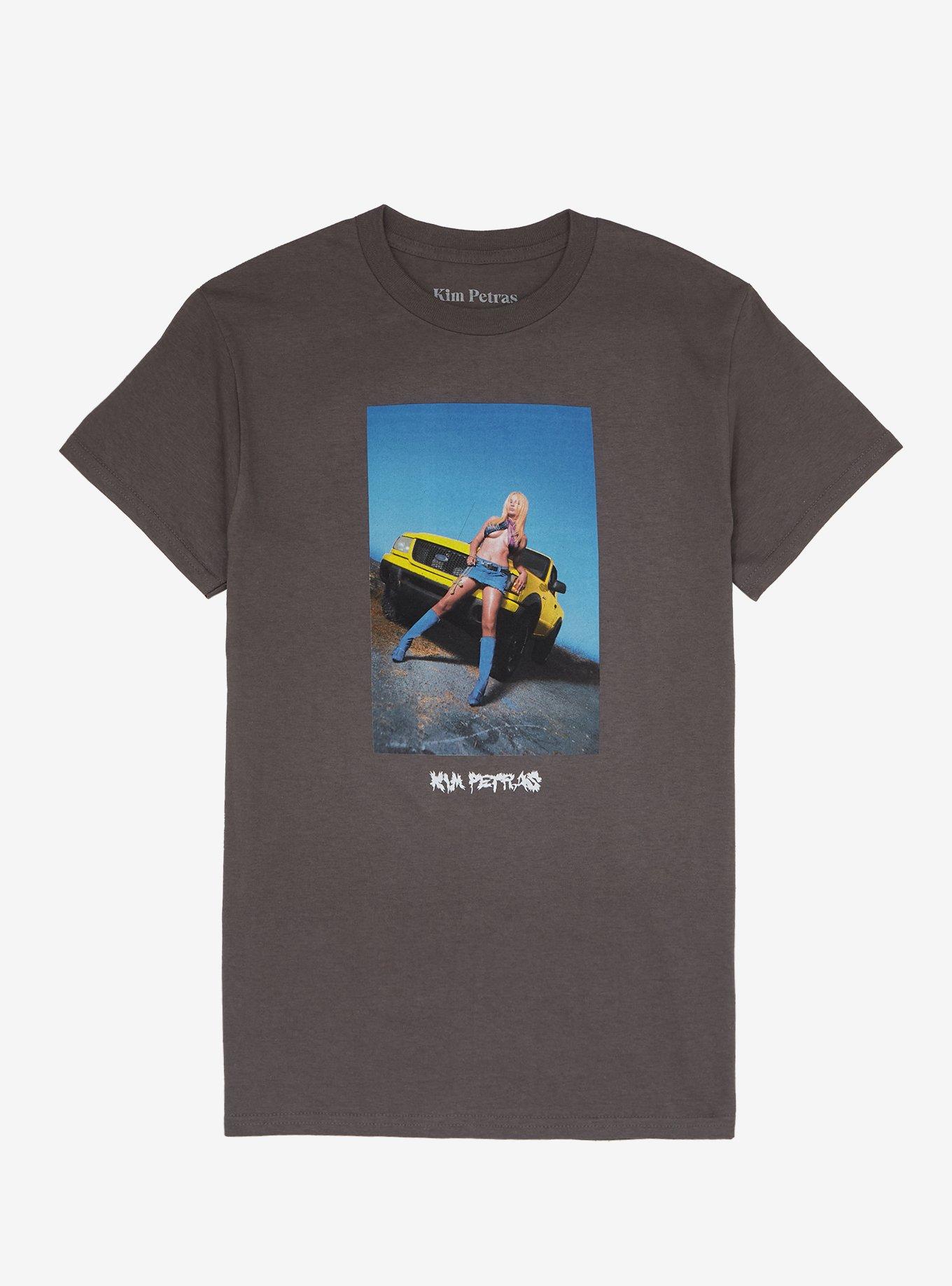 Kim Petras Car Portrait Boyfriend Fit Girls T-Shirt, CHARCOAL  GREY, hi-res