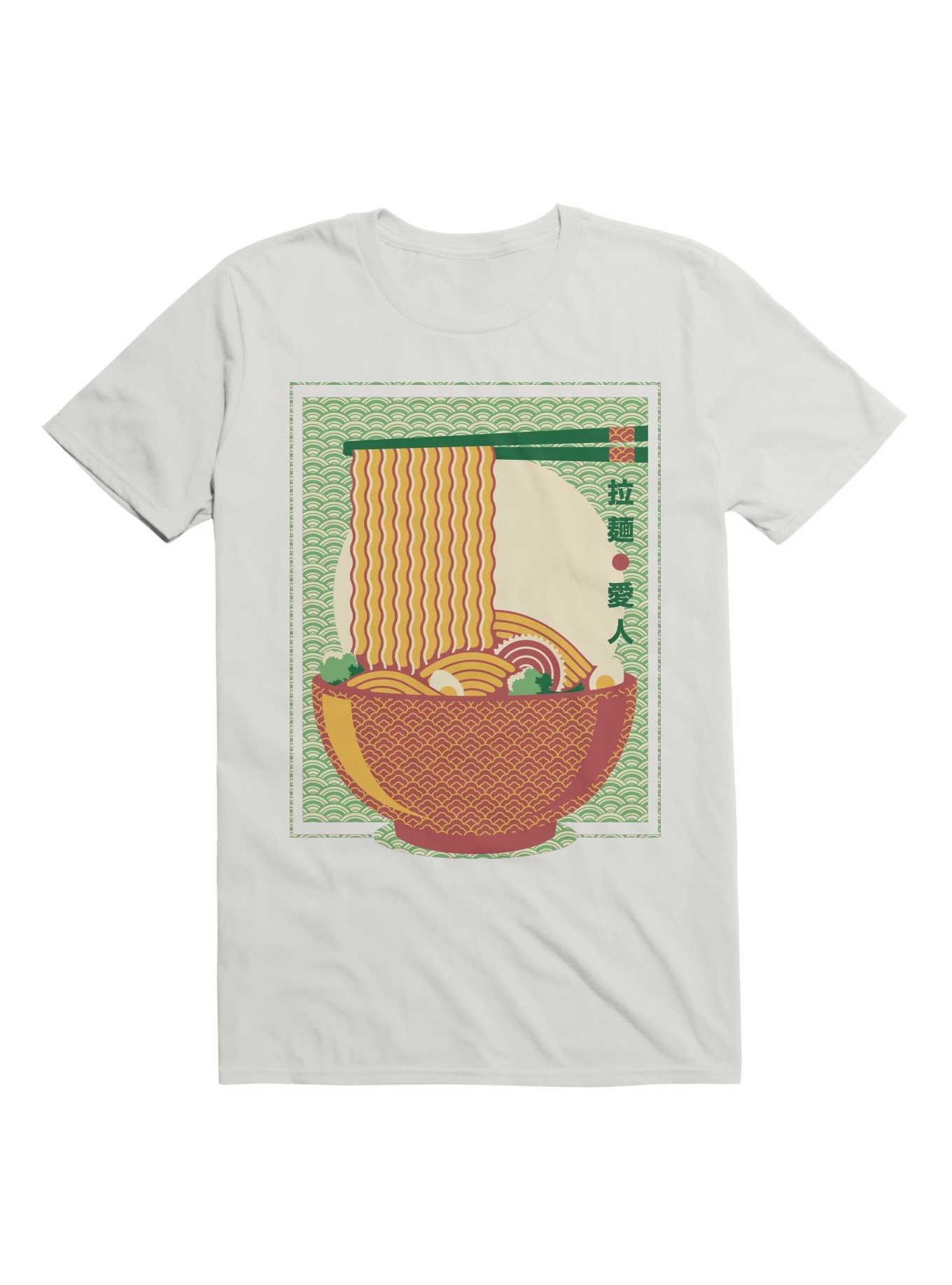 Minimalism Ramen Noodles Traditional Japanese Pattern T-Shirt, WHITE, hi-res