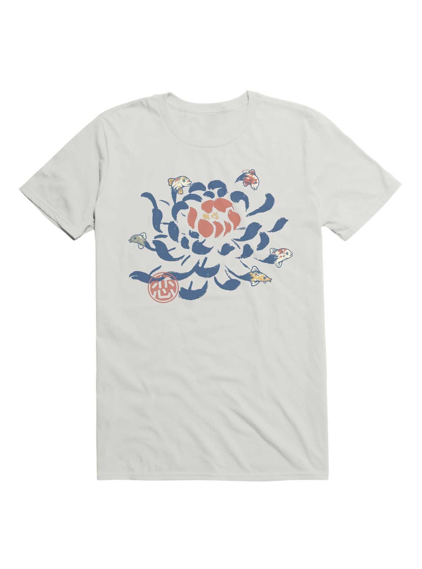 Vintage Japanese Flower Koi T-Shirt, WHITE, hi-res