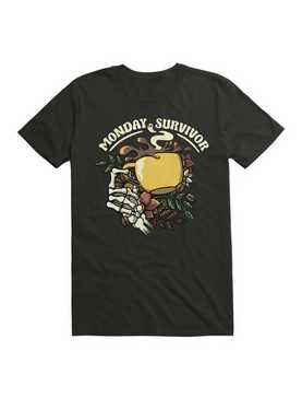Monday Survivor Skeleton Hand Coffee T-Shirt, , hi-res