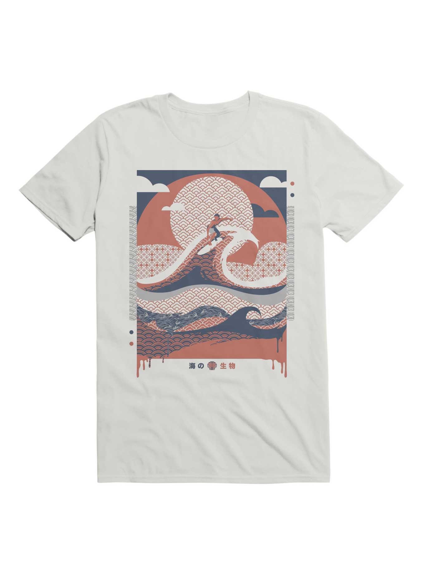 Surfer in The Waves Beach View T-Shirt, WHITE, hi-res