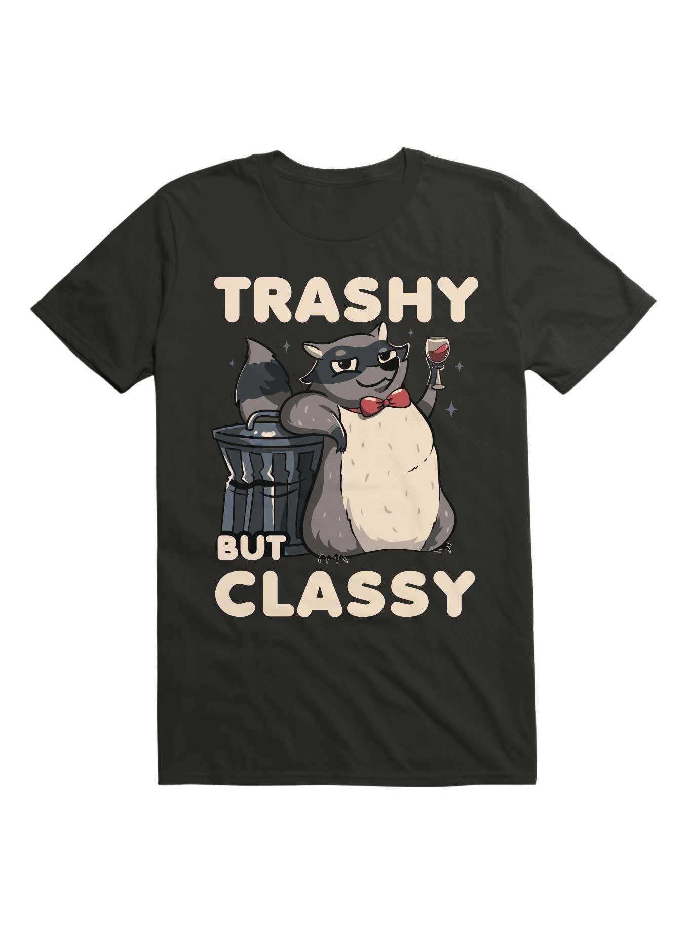 Trashy But Classy Fancy Raccoon T-Shirt, BLACK, hi-res