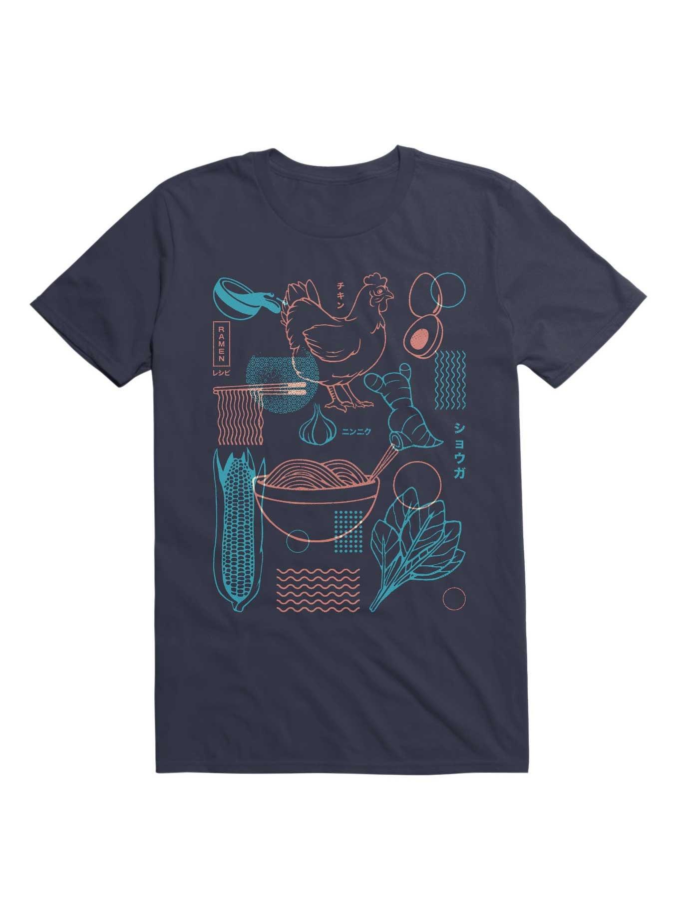 Ramen Recipe Japanese Design Blue T-Shirt